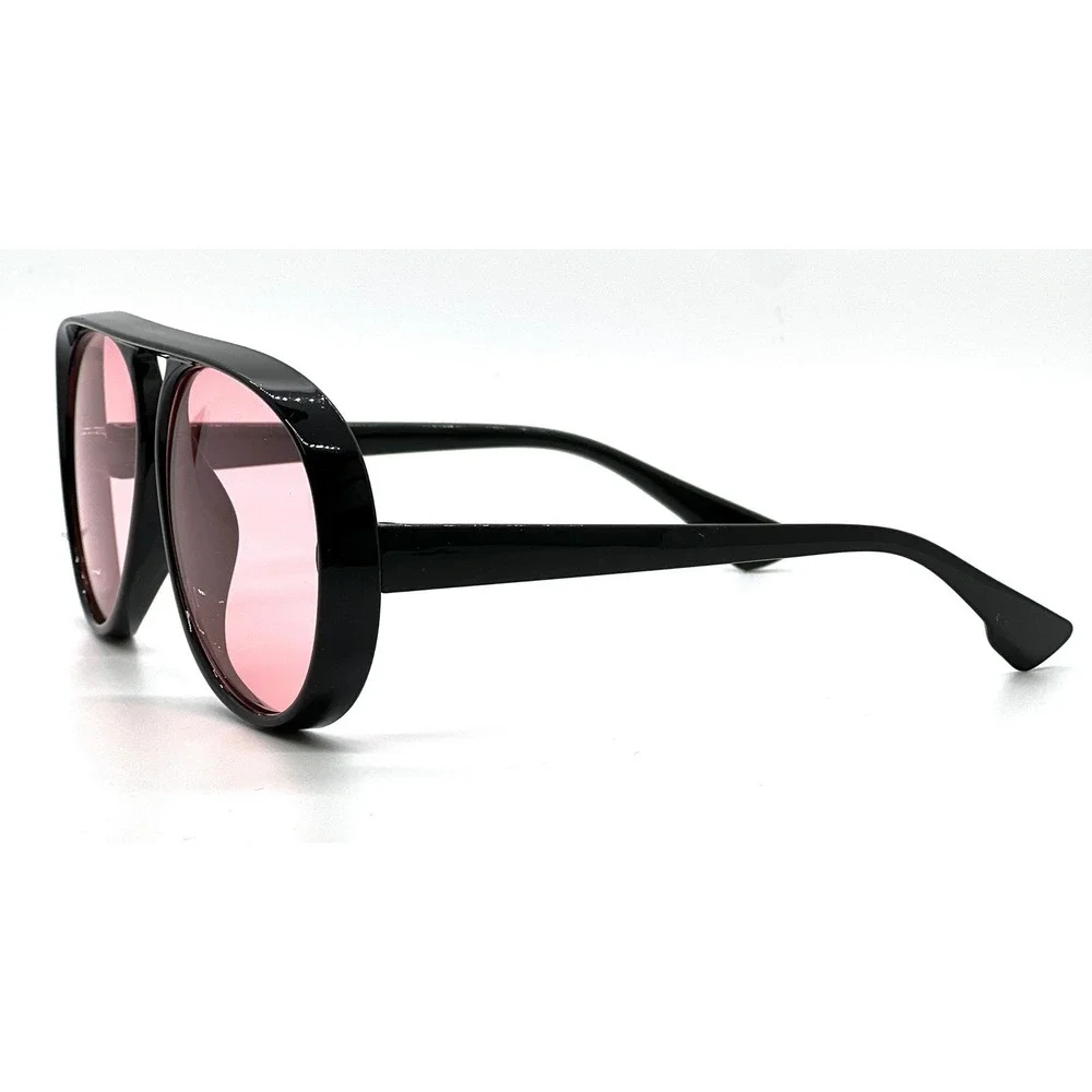 Pink Lens Sunglasses Fashion Round Men Shades Retro Thick Frame UV400 Lentes New